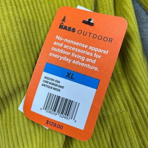 Bass Outdoor Corduroy Worker Shirt XL Antique Moss Durable Shacket a1694 - Picture 3 of 9